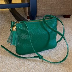 NWOT Talbots Green Leather cross body bag